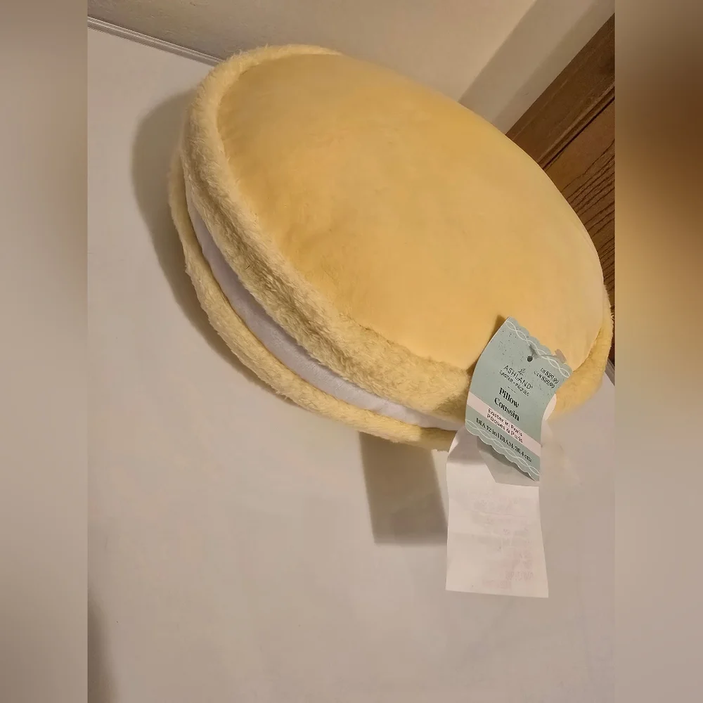 NWT Ashland Yellow and White French Macaron Soft Plush Pillow